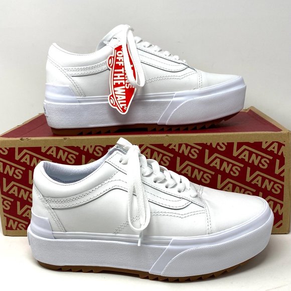 Vans Shoes - VANS PLATFORM Old Skool Stacked Leather Sneakers White Women’s Size VN0A4U15OER